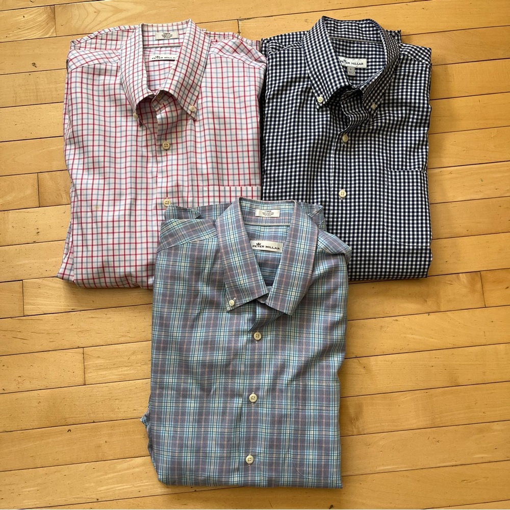 Peter Millar Men's Button Down Shirt Lot of 3 Size Large *read